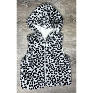 Wonder Nation Toddler Girls Sleeveless Vest Animal‎ Print Hooded Faux Fur 3T